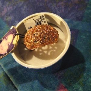New rose gold 10kt dome Crystal ring 7 8 womens